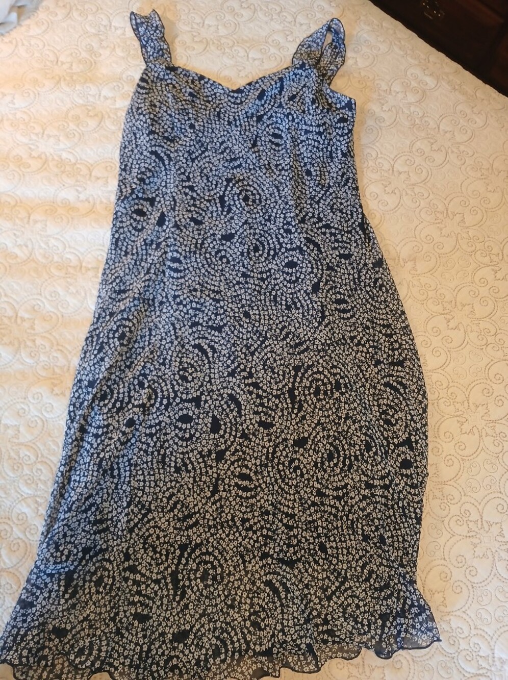 Blue Printed Sleeveless Women’s Dress